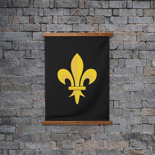 Fleur de Lis op Black Hanging Tapestry Hangend Wandkleed