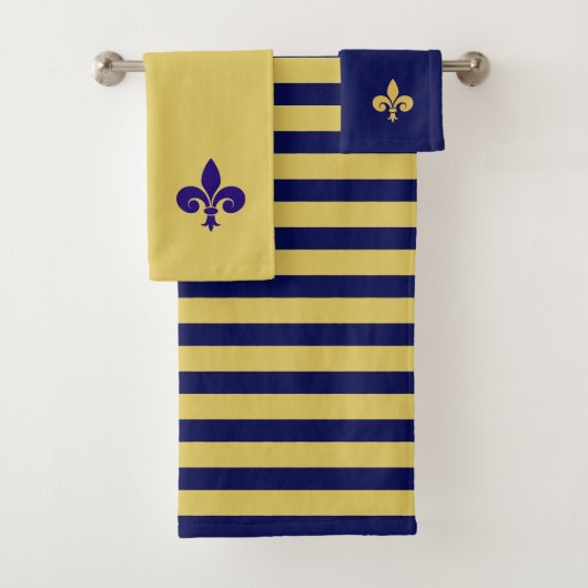 Fleur de Lis op Golden & Navy Blue Bad Handdoek (Insitu)