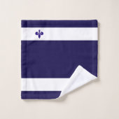Fleur de Lis op Navyblauw & Wit Bad Handdoek (Wasdoekje)