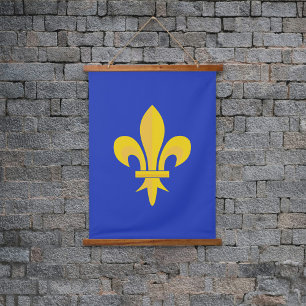 Fleur de Lis op Royal Blue Hanging Tapestry Hangend Wandkleed