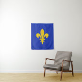 Fleur de Lis op Royal Blue Tapestry Wandkleed (In situ)