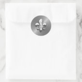 Fleur de Lis op Silver-achtergrond Ronde Sticker (Tas)