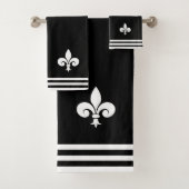 Fleur-de-Lis op zwart en wit Bad Handdoek (Insitu)