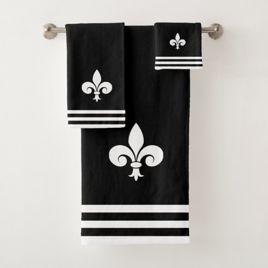 Fleur-de-Lis op zwart en wit Bad Handdoek (Insitu)