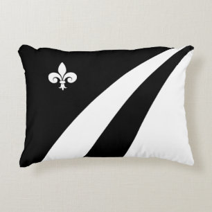 Fleur de lis op zwarte en witte golven accent kussen