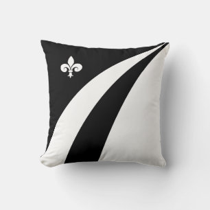 Fleur de lis op zwarte en witte golven kussen