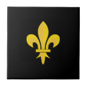 Fleur de Lis op zwarte keramische Tegel Tegeltje (Voorkant)