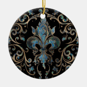 Fleur-de-lis ornament Abalone Shell en Gold