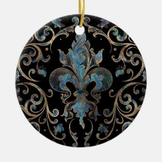 Fleur-de-lis ornament Abalone Shell en Gold (Voorkant)