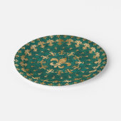 Fleur-de-lis ornament Emerald Green Papieren Bordje (Gekanteld)