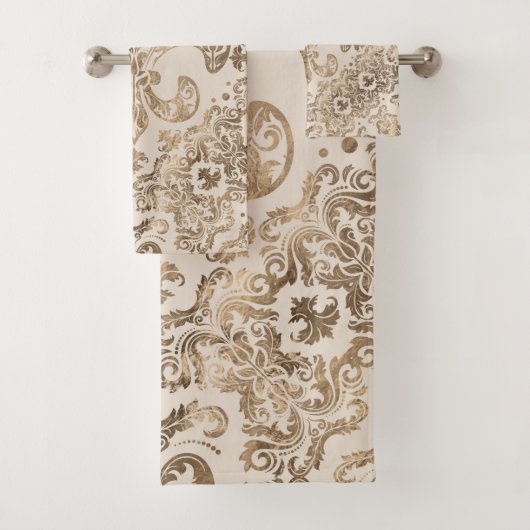 Fleur-de-lis Ornament - pastelgoud Bad Handdoek (Insitu)