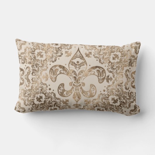 Fleur-de-lis Ornament - pastelgoud Kussen (Achterkant)