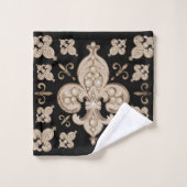 Fleur de lis ornement de luxe en perles et or (Gant de toilette)
