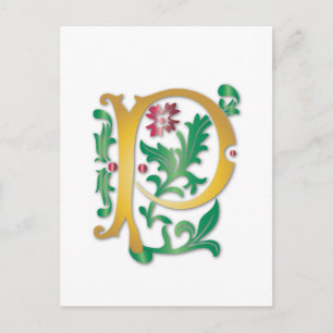 Fleur-de-lis P Monogram Briefkaart