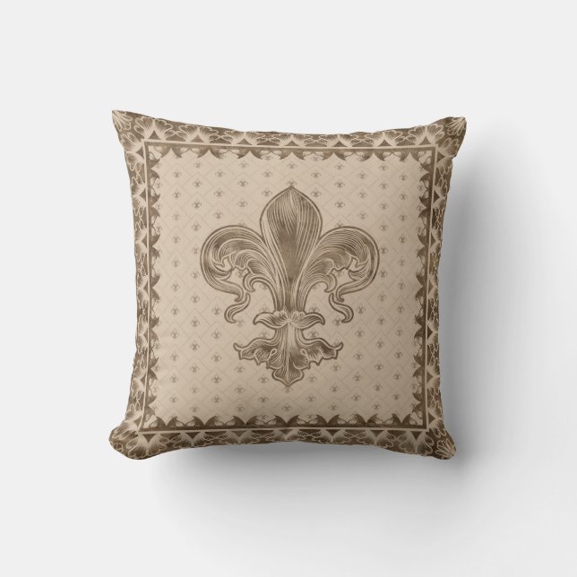 Fleur-de-lis - Pastel Gold Kussen (Voorkant)