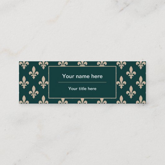Fleur de Lis Patroon, Frans, Koninklijk, Crème, Gr Mini Visitekaartje (Achterkant)