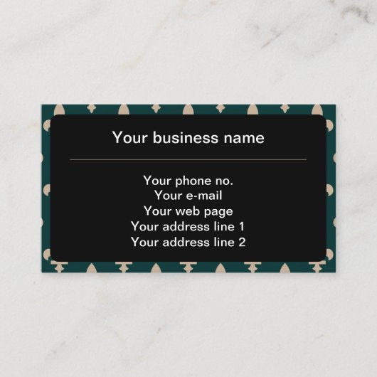 Fleur de Lis Patroon, Frans, Koninklijk, Crème, Gr Visitekaartje (Voorkant)