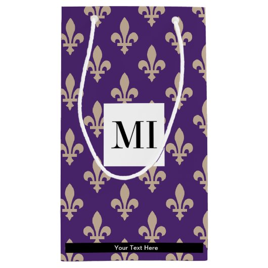 Fleur de Lis-patroon, Frans, Koninklijk, Crème, Pa Klein Cadeauzakje (Achterkant)