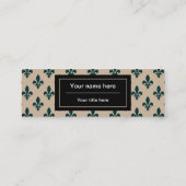 Fleur de Lis Patroon, Frans, Koninklijk, Groen Mini Visitekaartje (Achterkant)