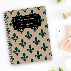 Fleur de Lis Patroon, Frans, Koninklijk, Groen Notitieboek