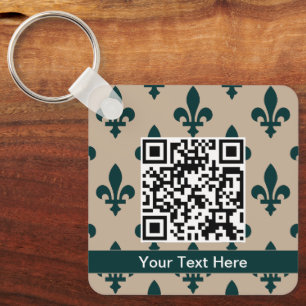 Fleur de Lis Patroon, Frans, Koninklijk, Groen Sleutelhanger