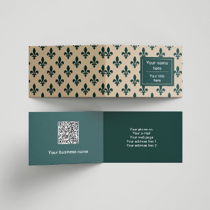 Fleur de Lis Patroon, Frans, Koninklijk, Groen Visitekaartjes