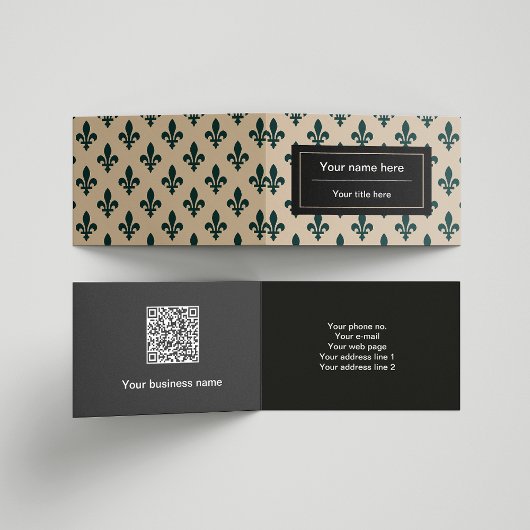 Fleur de Lis Patroon, Frans, Koninklijk, Groen Visitekaartjes