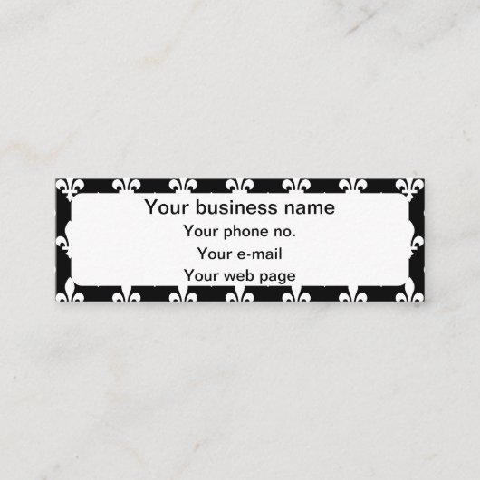 Fleur de Lis Patroon, Frans, Koninklijk, Wit Mini Visitekaartje (Voorkant)