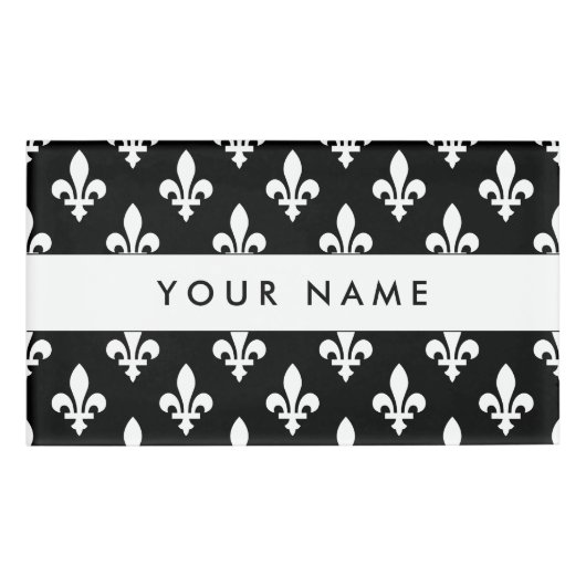 Fleur de Lis Patroon, Frans, Koninklijk, Wit Naambadge (Voorkant)