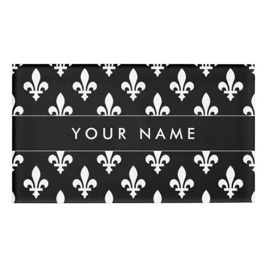 Fleur de Lis Patroon, Frans, Koninklijk, Wit Naambadge (Voorkant)