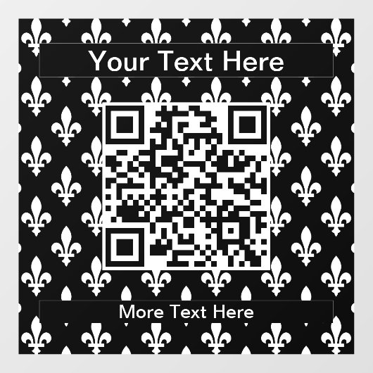 Fleur de Lis Patroon, Frans, Koninklijk, Wit Raamsticker (Vel)