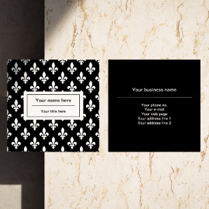 Fleur de Lis Patroon, Frans, Koninklijk, Wit Vierkante Visitekaartje