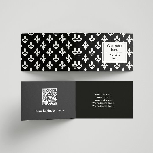 Fleur de Lis Patroon, Frans, Koninklijk, Wit Visitekaartjes