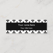 Fleur de Lis Patroon, Frans, Koninklijk, Zwart Mini Visitekaartje (Achterkant)