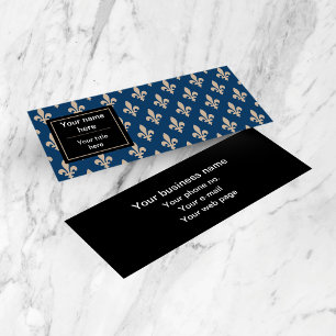 Fleur de Lis Patroon, Frans, Royal, Crème, Blauw Mini Visitekaartje