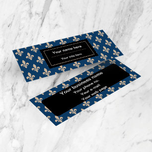 Fleur de Lis Patroon, Frans, Royal, Crème, Blauw Mini Visitekaartje