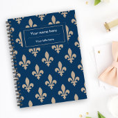 Fleur de Lis Patroon, Frans, Royal, Crème, Blauw Notitieboek