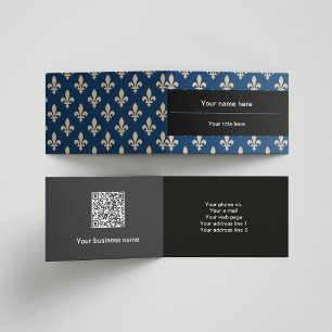 Fleur de Lis Patroon, Frans, Royal, Crème, Blauw Visitekaartjes