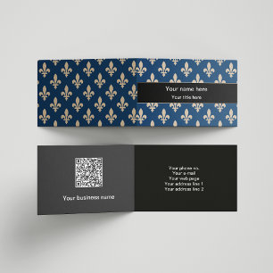 Fleur de Lis Patroon, Frans, Royal, Crème, Blauw Visitekaartjes
