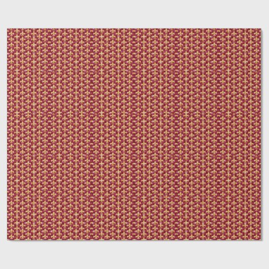 Fleur-de-Lis-patroon in rood en goud Cadeaupapier (Vlak)