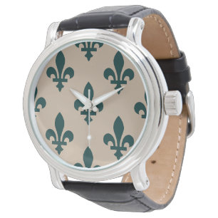 Fleur de Lis Patroon, Koninklijk Frans Groen op Cr Horloge