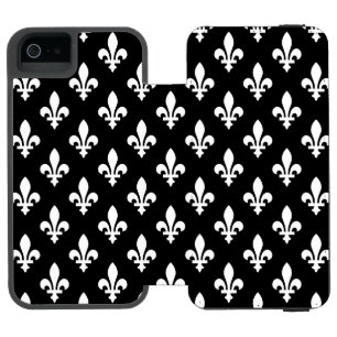 Fleur de Lis Patroon, Koninklijk Frans, Wit op Zwa