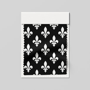 Fleur de Lis Patroon, Koninklijk Frans, Wit op Zwa Stof