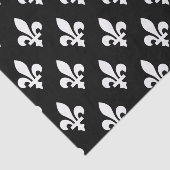 Fleur de Lis Patroon, Koninklijk Frans, Wit op Zwa Tissuepapier (Detail)
