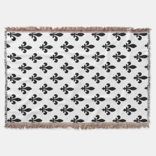 Fleur de Lis Patroon, Koninklijk Frans, Zwart op W Deken