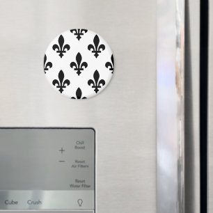 Fleur de Lis Patroon, Koninklijk Frans, Zwart op W Magneet