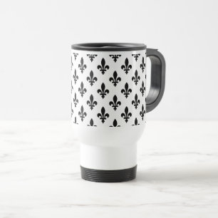 Fleur de Lis Patroon, Koninklijk Frans, Zwart op W Reisbeker