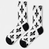 Fleur de Lis Patroon, Koninklijk Frans, Zwart op W Sokken (Links)