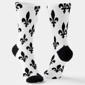 Fleur de Lis Patroon, Koninklijk Frans, Zwart op W Sokken (Gebogen)