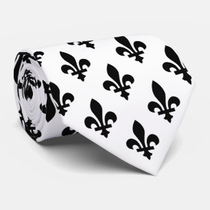 Fleur de Lis Patroon, Koninklijk Frans, Zwart op W Stropdas